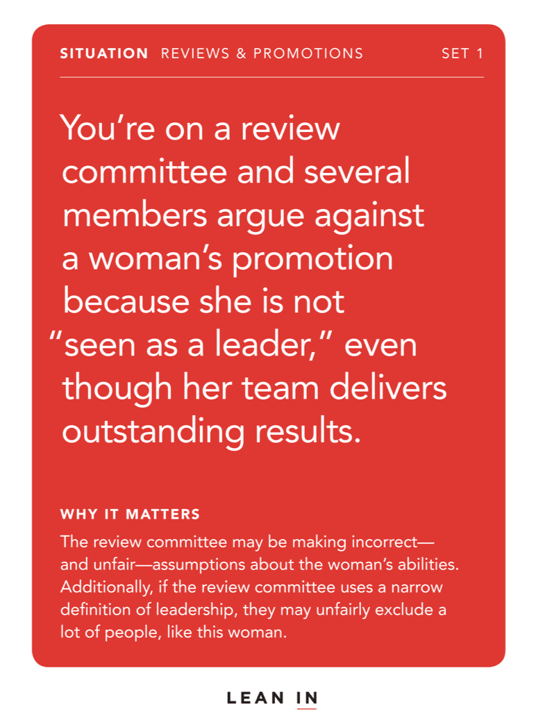 Front of card: Situation - What % of Black women have never had an informal interaction with a senior leader at their company?